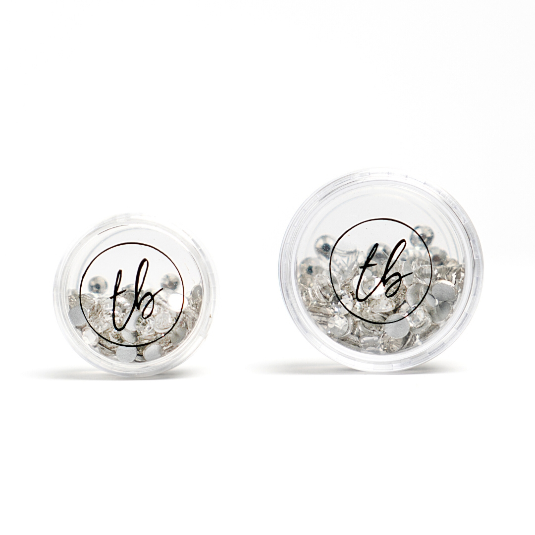 Two pots of True Beauty Lashes crystal lash gems